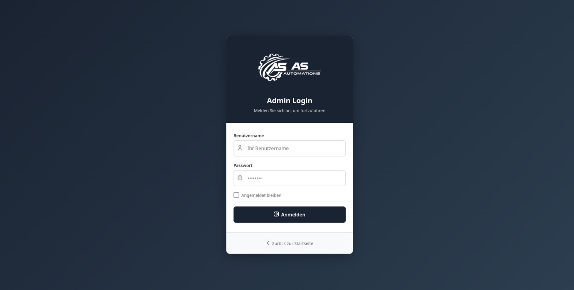 Mobiler Login-Bereich